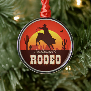  NAAM Westerne Cowboy Bull Rider Rodeo Metalen Ornament