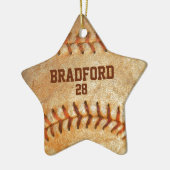 naam  White Baseball Red stitching Keramisch Ornament (Links)