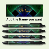 Naam wijzigen Geometrische groen blauwe wervel Zwarte Inkt Pen