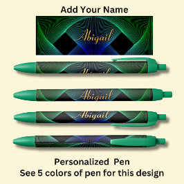 Naam wijzigen Geometrische groene blauwe werveling Zwarte Inkt Pen