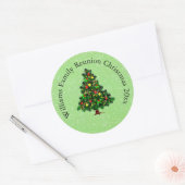 Naam wijzigen Tekst overeenkomen met kerststructuu Ronde Sticker (Envelop)