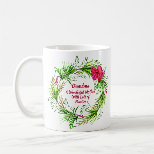 Naam wijzigen Tekst toevoegen Grandma Pink Floral Koffiemok (Links)