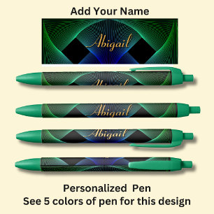 Naam Wisselen Geometrisch Groen Blauw Draaikolk Zwarte Inkt Pen
