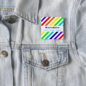 Naam witte regenboogstrips / Pronoun-Button Vierkante Button 5,1 Cm (In situ)