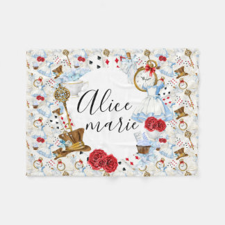 Naam Wonderland Blue, Red & Gold Alice Fleece Deken