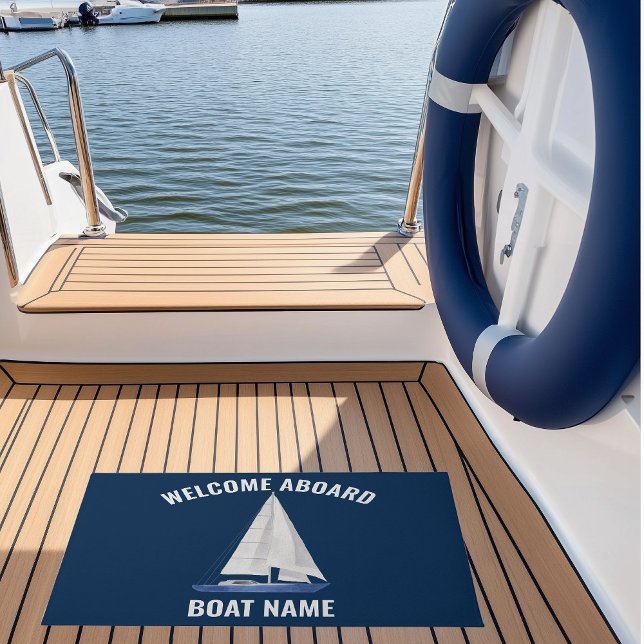 Naam zeilboot deurmat (custom name sail boat yacht doormat with custom boat name)