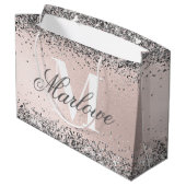 Naam Zilver Glitter Roze Groot Cadeauzakje (Achterkant Gekanteld)