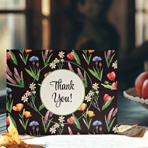 Naam, Zomer Wildbloemen Modern Kleurrijk Bedankkaart