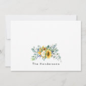 Naam Zonnebloem Bloemen Blank Begrafenis Dank u Bedankkaart (Achterkant)