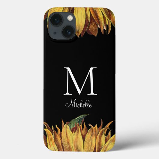 Naam zonnebloemmonogram Case-Mate iPhone case (Achterkant)
