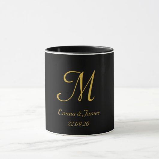 Naam zwart en goudlegant monogram Initiaal Mok (Midden)
