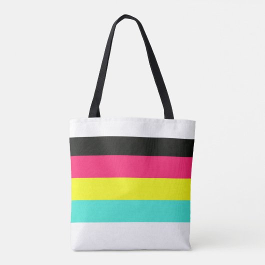 Naam zwart en neonkleurblok Stripe monogram Draagtas (Achterkant)