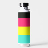 Naam zwart en neonkleurblok Stripe monogram Waterfles (Links)