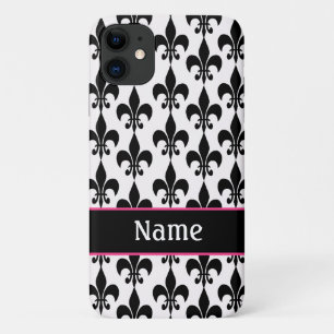 Naam zwart en wit fler de Lis Pattern iPhone 11 Hoesje
