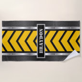 Naam zwart-gele zilvermetalen opzoeken en pijlen t strandlaken (Voorkant)