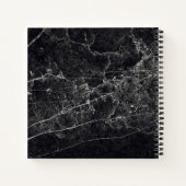 Naam zwart marmer textuur monogram notitieboek (Achterkant)