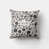  naam Zwart-wit Floral Patroon Kussen (Voorkant)