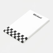 Naam zwart-wit gevinkt patroon post-it® notes (Schuin)