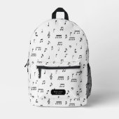Naam zwart-wit musical Notes Symbol Patroon Bedrukte Rugzak (Voorkant)