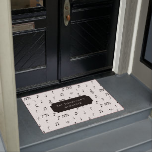 Naam zwart-wit musical Notes Symbol Patroon Deurmat