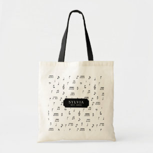 Naam zwart-wit musical Notes Symbol Patroon Tote Bag