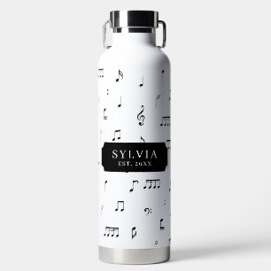 Naam zwart-wit musical Notes Symbol Patroon Waterfles