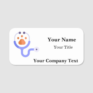 Naambadge met Veterinair Logo Aangepaste Tekst Naamplaatje