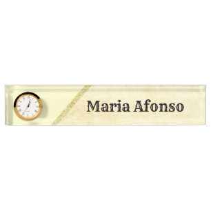 Naambord Beige Gouden Streep