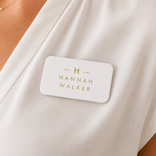 Naambordje Elegante grijze gouden magnetische pe Naamplaatje