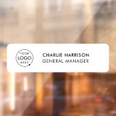 Naambordje Kantoor Deur Zakelijk Logo Modern Wit Raamsticker (Vel 2)