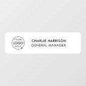 Naambordje Kantoor Deur Zakelijk Logo Modern Wit Raamsticker (Vel)