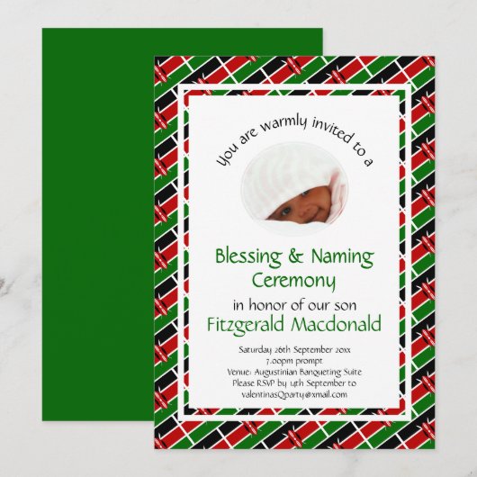 NAAMGEVING VAN DE ZEGENING CEREMONIE | Keniaanse v Kaart (Voorkant / Achterkant)