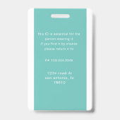 naamkaart met foto en logo van verpleegster badge (Achterkant)