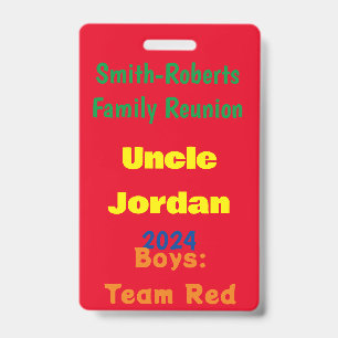 Naamkaart reünie familie badge
