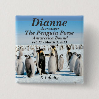 naamknop Penguin Posse 2013 feb. Vierkante Button 5,1 Cm