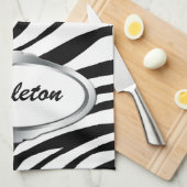 Naamplaat Design Black & White Zebra Print Towel Theedoek (Quarter Fold)
