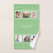 Naamscript voor groene fotocollage handdoek (Handdoek)