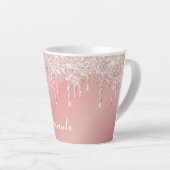 Naamscript voor roze druppels latte mok (Rechterhoek)