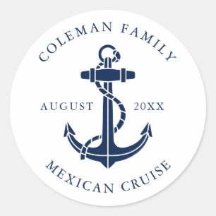 Naamse bootanker familie cruise op maat ronde sticker