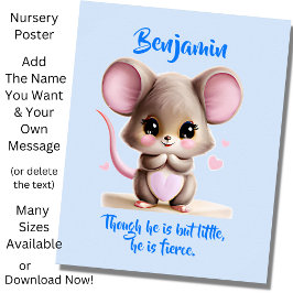 Naamtekst toevoegen, baby muis met grote oren op b poster