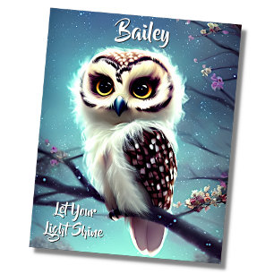 Naamtekst toevoegen, Babyuil gloeit in de boom, Bl Poster