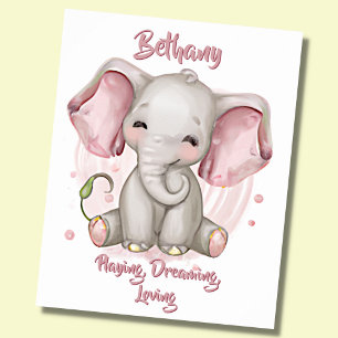 Naamtekst toevoegen, Gelukzalige Baby Olifant Nurs Poster
