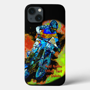 Naamtekst toevoegen (of verwijderen) Motocross-mot iPhone 13 Hoesje