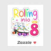 Naar 8 rolschaatsen 8 jaar om 8 jaar sticker (Vel)