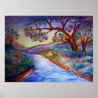 Naar beneden bij de rivier. poster