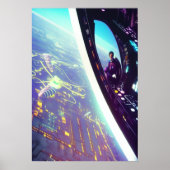 Naar beneden kijkend op de planeet | AI Art Poster (Voorkant)