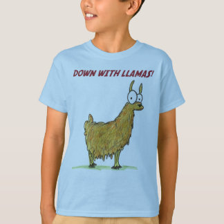 naar beneden met lama t-shirt