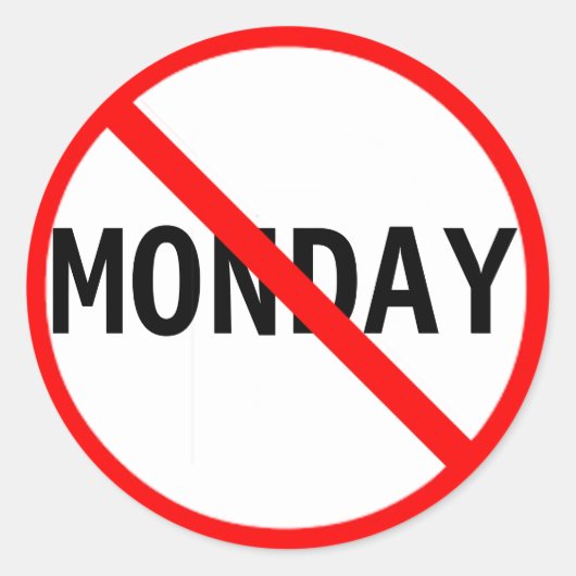 Naar beneden met maandag ronde sticker (Voorkant)