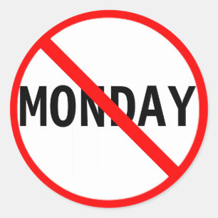 Naar beneden met maandag ronde sticker