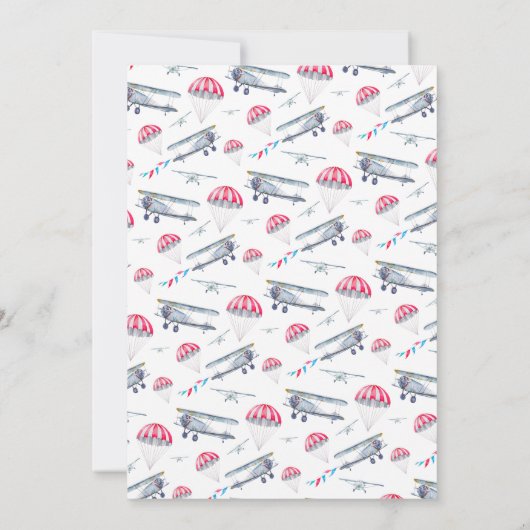 Naar boven en weg | Uitnodiging voor een vliegtui (Achterkant)